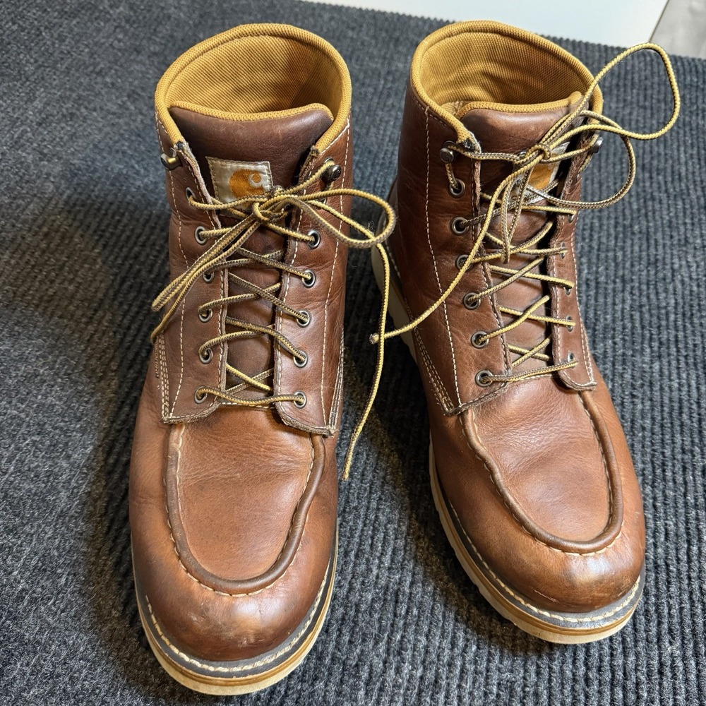 Carhartt CMW6175 Mens Size 13 EH Waterproof Moc Toe Work Boots Brown Camel